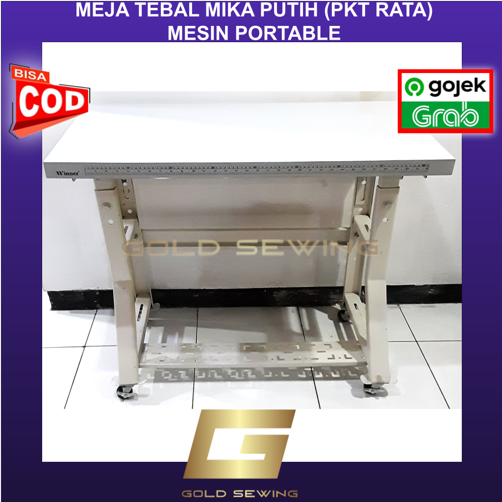 Jual Meja TEBAL MIKA PUTIH PKT Rata Mesin Jahit Portable Meteran - GOLD ...