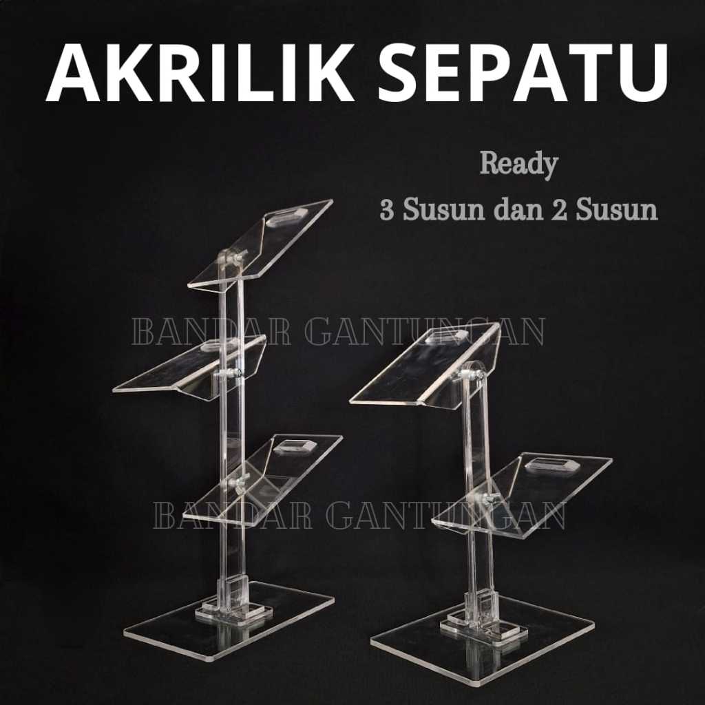 Jual Display Akrilik 2 dan 3 Susun Standing / Pajangan Sepatu Tingkat ...