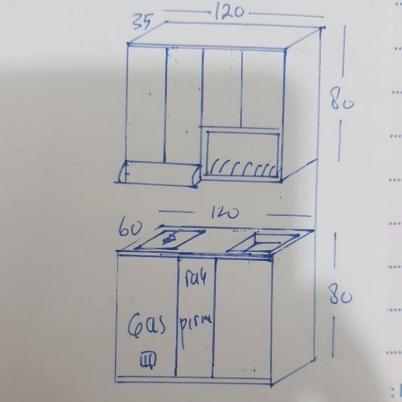 Jual kitchen set atas bawah 120 lapis hpl sesuai sketsa | Shopee Indonesia