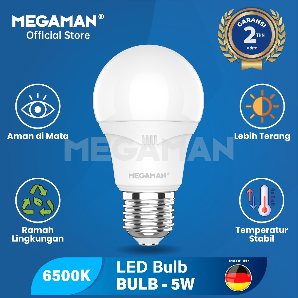 Jual Lampu Bohlam LED MEGAMAN YTA55Z4 5W Cahaya Putih/Kuning | Shopee ...