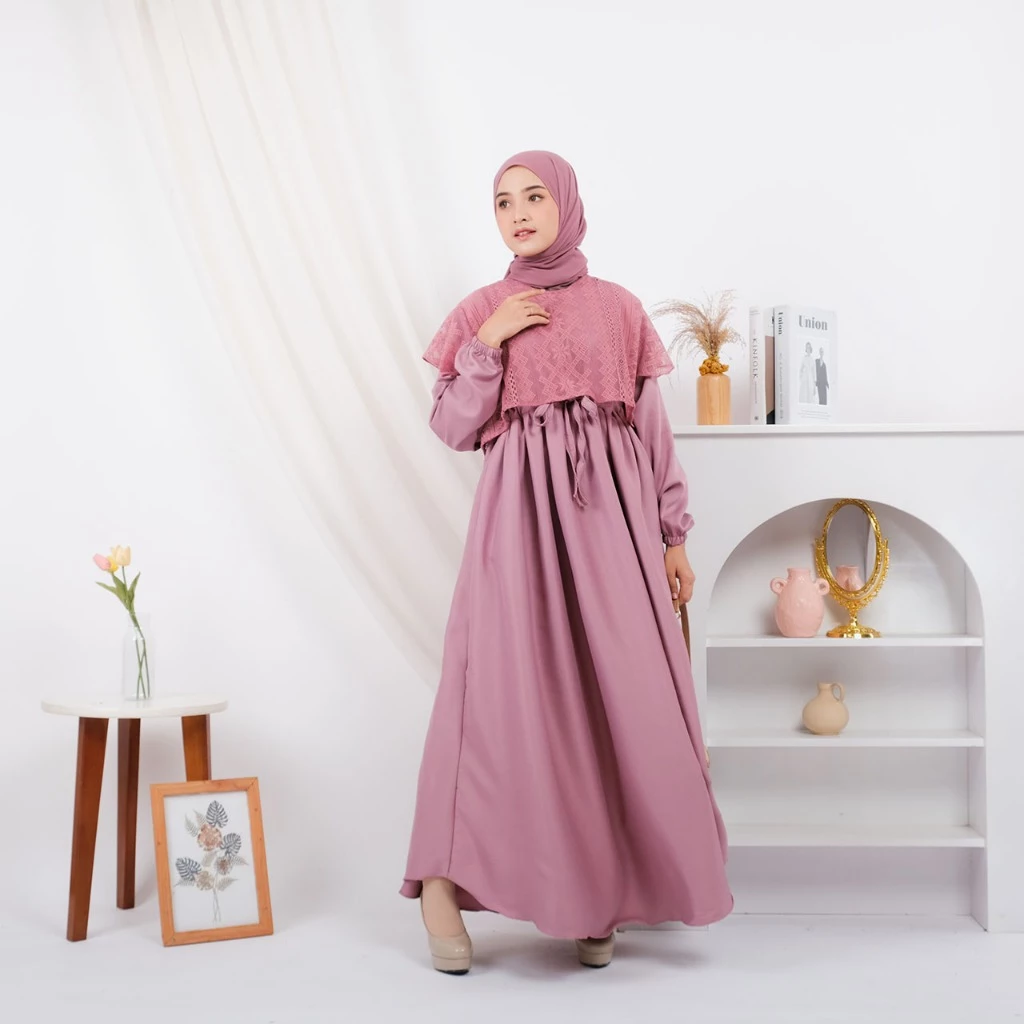 Gamis Elegan Kondangan Muslim Mewah Shakila Kombinasi Brokat Cantik Wanita Nyaman digunakan acara kondangan