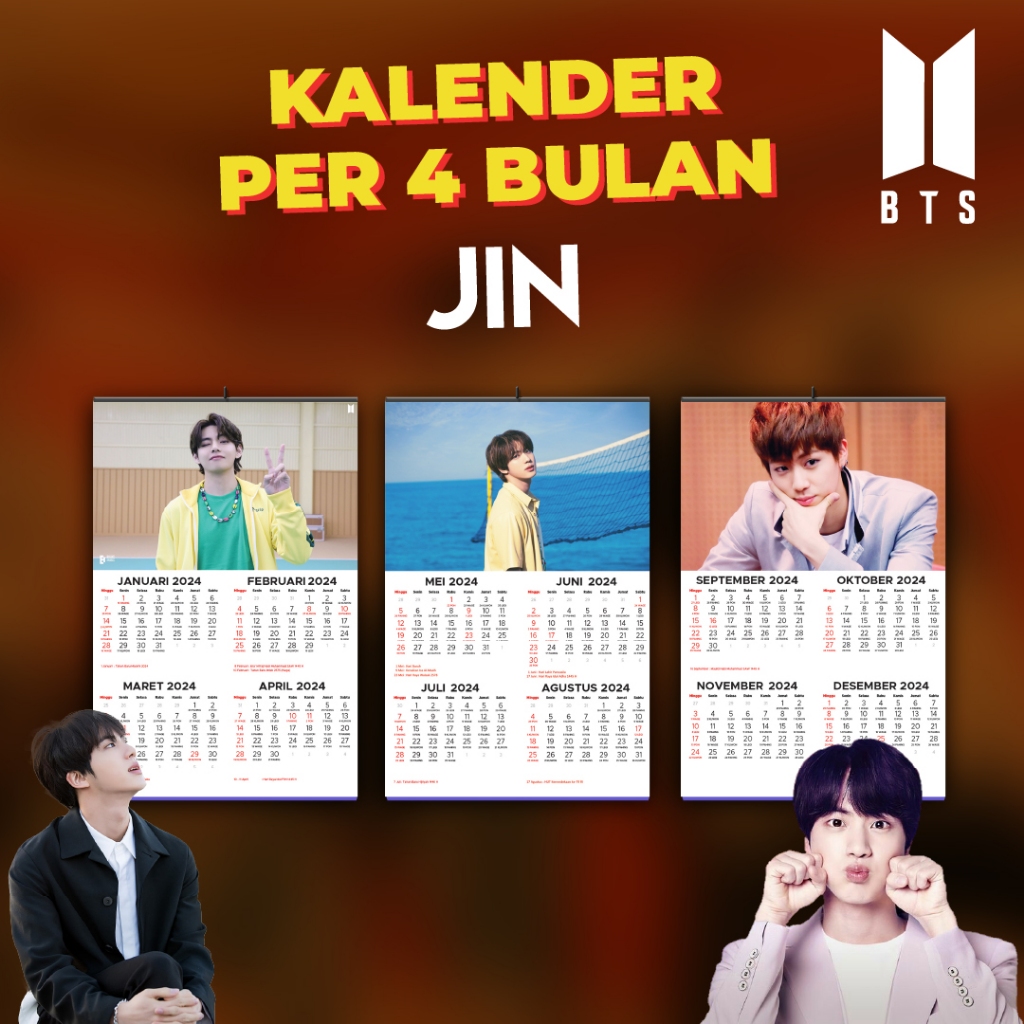 Jual Kalender Dinding Jin (Kim Seok Jin) BTS 2024 Klem Shopee Indonesia