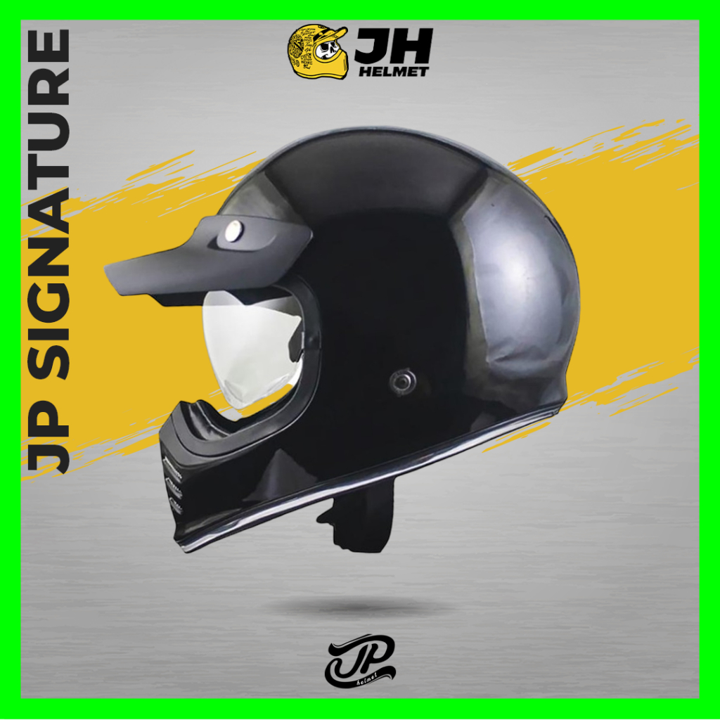 Jual Helm JP Signature Solid Black Glossy | Helm Cakil | Helm Retro ...