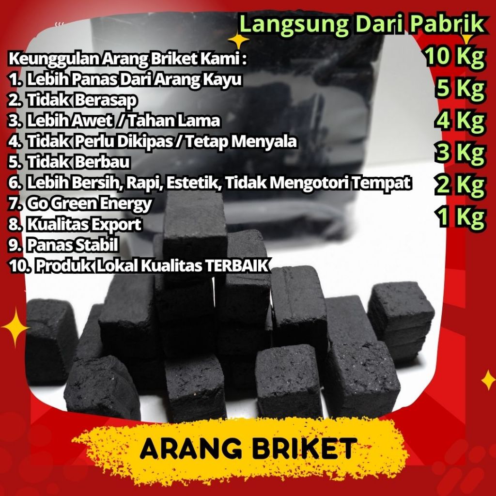 Jual Briket Arang 1 Kg Kualitas Premium Harga Murah | Shopee Indonesia