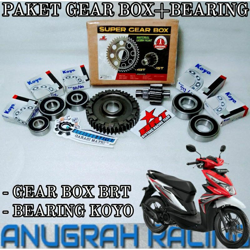 Jual PAKET SUPER GEAR BOX RASIO BRT 43T 15T & BEARING GARDAN KOYO BEAT ...