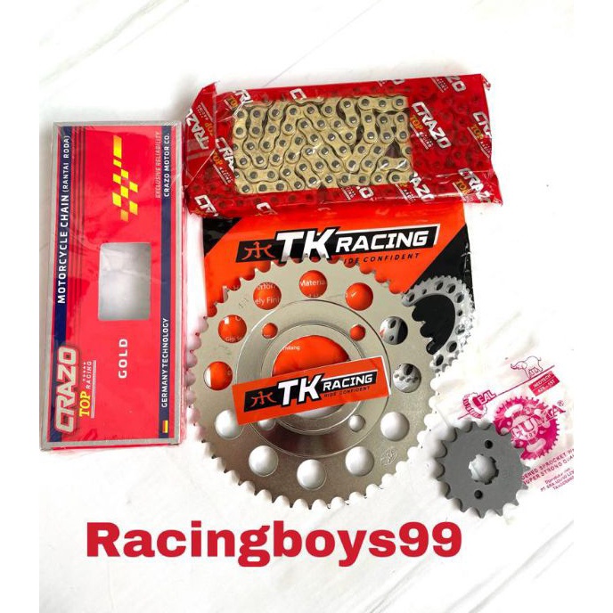 Jual Terkini Gear set TK Racing Set Rantai Gold 428H Mega pro Verza
