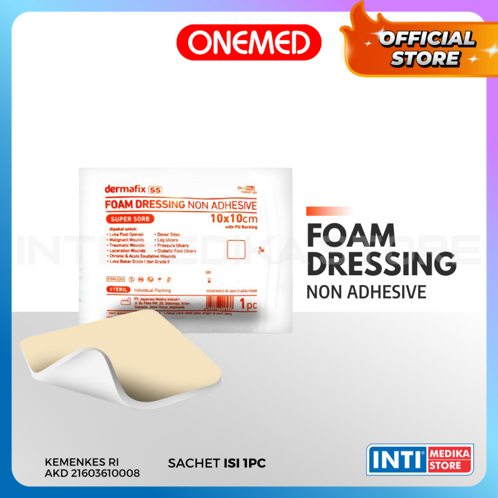 Jual ONEMED Plester Luka DERMAFIX SS Foam Dressing NON ADHESIVE