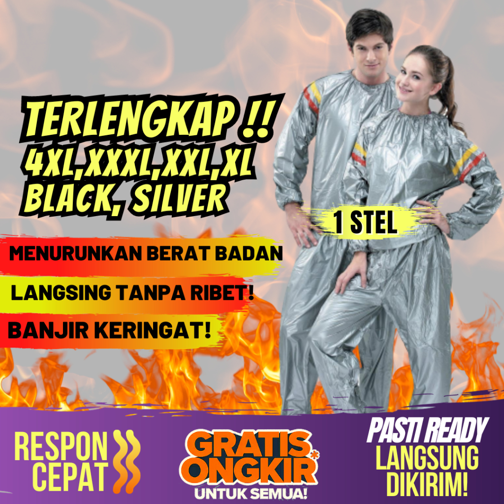 Jual Sauna Suit TERLENGKAP size XL,XXL,3XL,JUMBO, READYSTOK Pelangsing