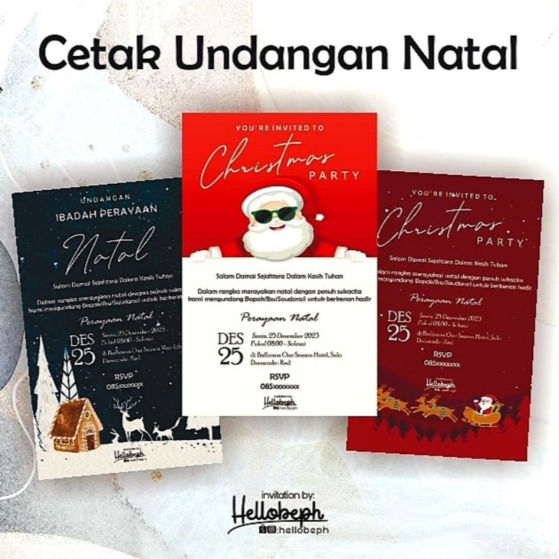 Jual Isi 18 Kartu Undangan Natal Christmas Party Invitation Shopee Indonesia 1255