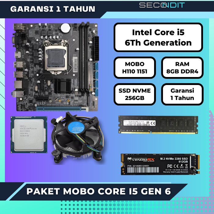 Jual PAKET MOTHERBOARD H110 PROCESSOR CORE I5 6500 RAM DDR4