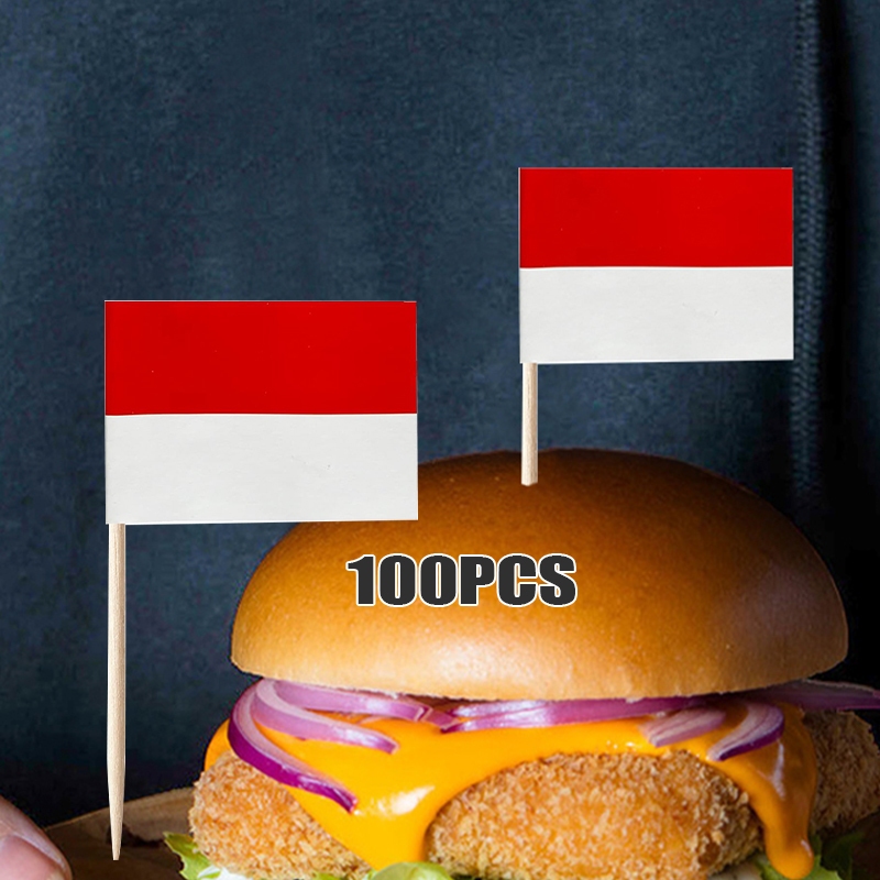 Jual Topper Bendera 100pcs Bendera Tusuk Gigi Indonesia Merah Putih ...