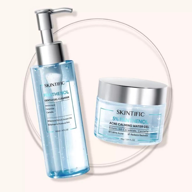 Jual SKINTIFIC 5% Panthenol Acne Calming Water Gel 45g/FACE WASH 120M ...