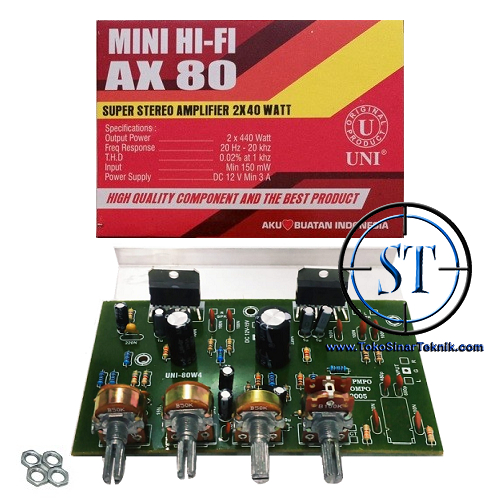 Jual Kit Power Amplifier AX80 2X40 Watt IC TDA2005 ST DC 12V Min 3A