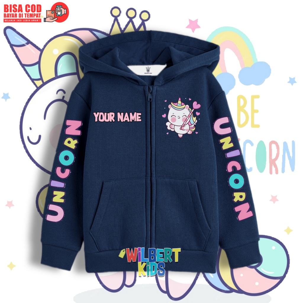 Jual Hoodie Zipper Anak Unicorn Jaket Hoodie Anak Unicorn - Main Image
