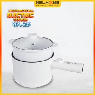 WELHOME Panci Listrik Serbaguna 1.8L Anti Lengket Panci Listrik 2 Susun Multifungsi 3in1 Praktis Hemat Elektrik Hotpot WPL 205