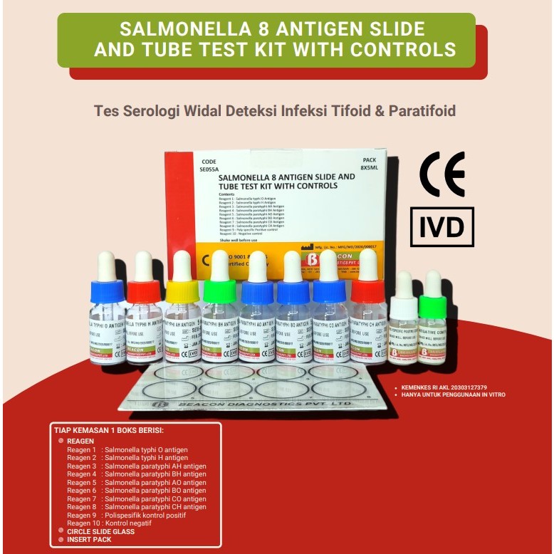 Jual Paket Lengkap Test Widal Set (8 vial Salmonella + Plat Widal ...