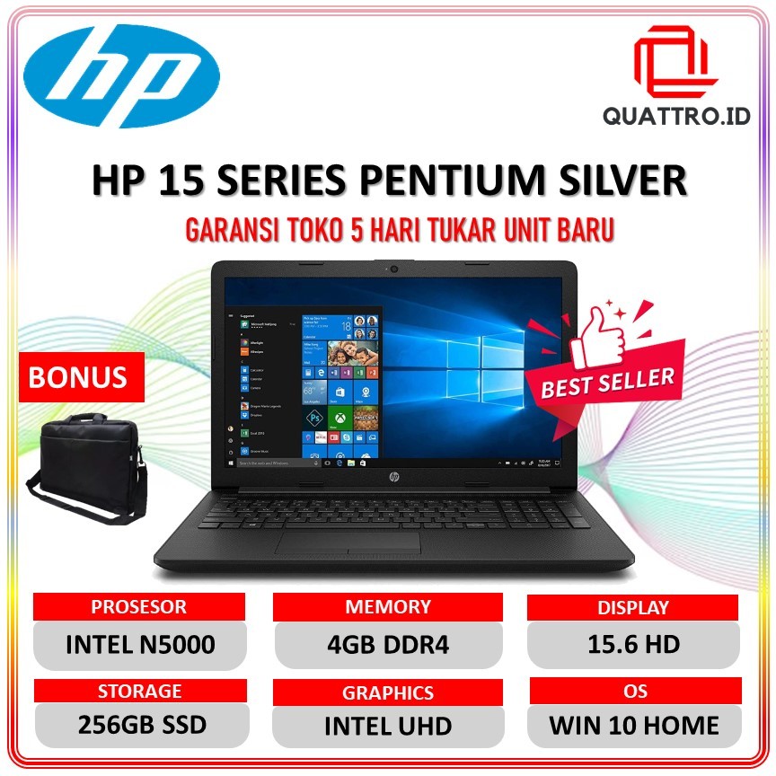 Jual Laptop HP 15 Intel Pentium Silver N5000 4GB 256GB Windows 10 15.6 ...