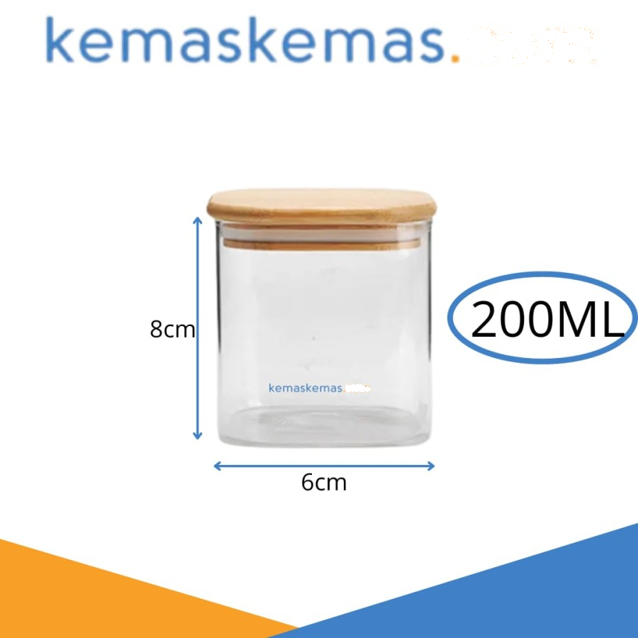 Jual 200ML Toples Kaca Mini Neron Square Glass Jar Tube Kaca Kotak ...