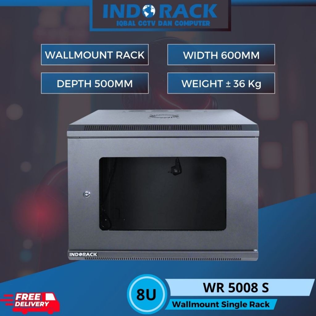 Jual WR5008S - 8U Wallmount Rack Depth 500mm Single Door 19