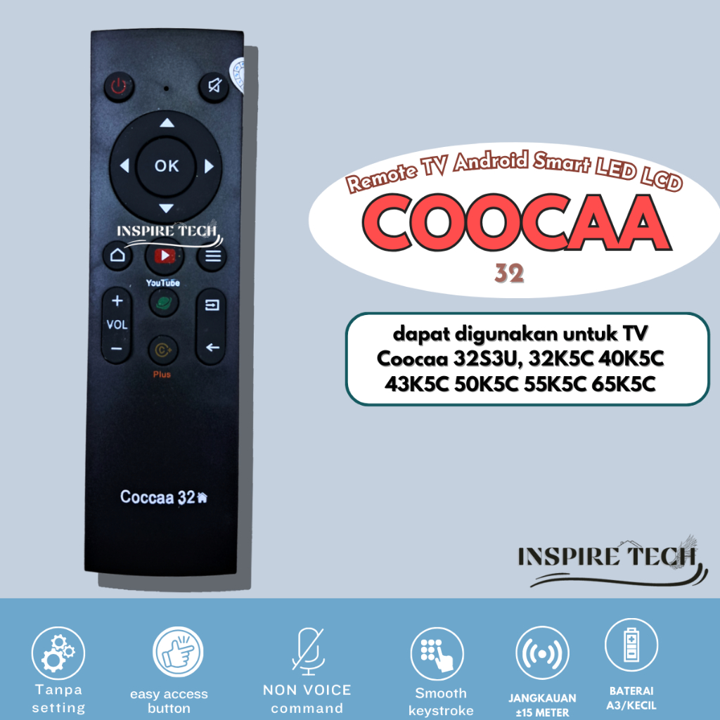 Jual Remot Remote TV Coocaa Android Smart TV LED LCD Tanpa Dus 43S6G S7 ...