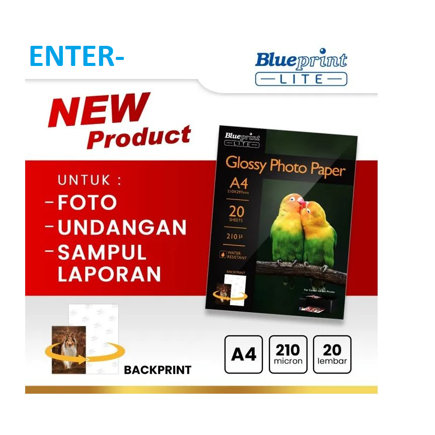 Jual Kertas Foto Glossy Photo Paper Blueprint Lite A4 210 Burung