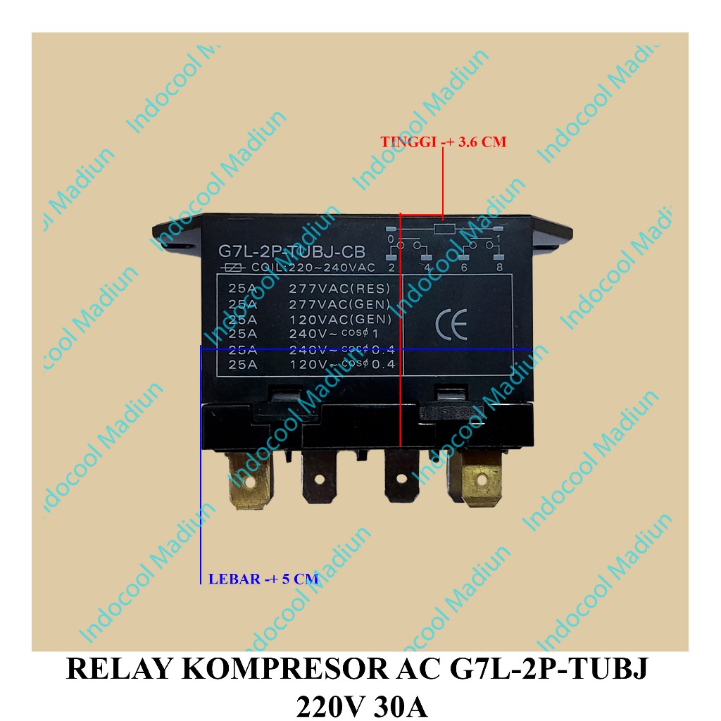 Jual RKA7 RELLAY/RELAY UNTUK COMPRESSOR/RELAY KOMPRESOR AC G7L-2P-TUBJ ...