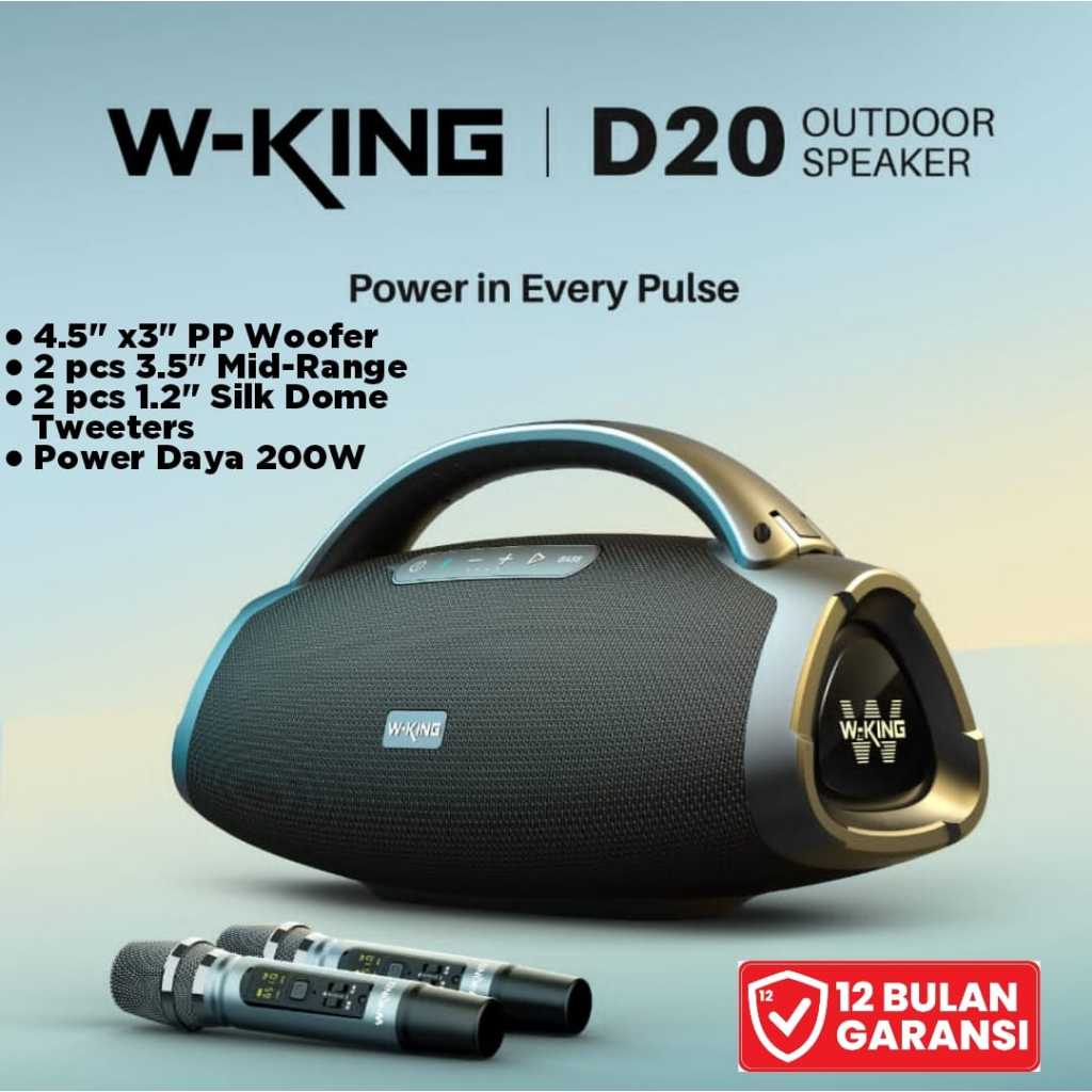 Jual Speaker WKING D20 2 MIC Karaoke Portable Bluetooth Wireless WKING