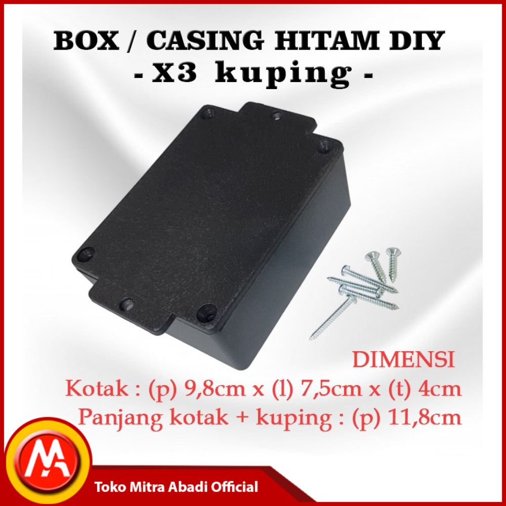 Jual Box Kotak Casing Plastik X3 Kuping for Komponen DIY 11,8 x 7,5 x 4 ...