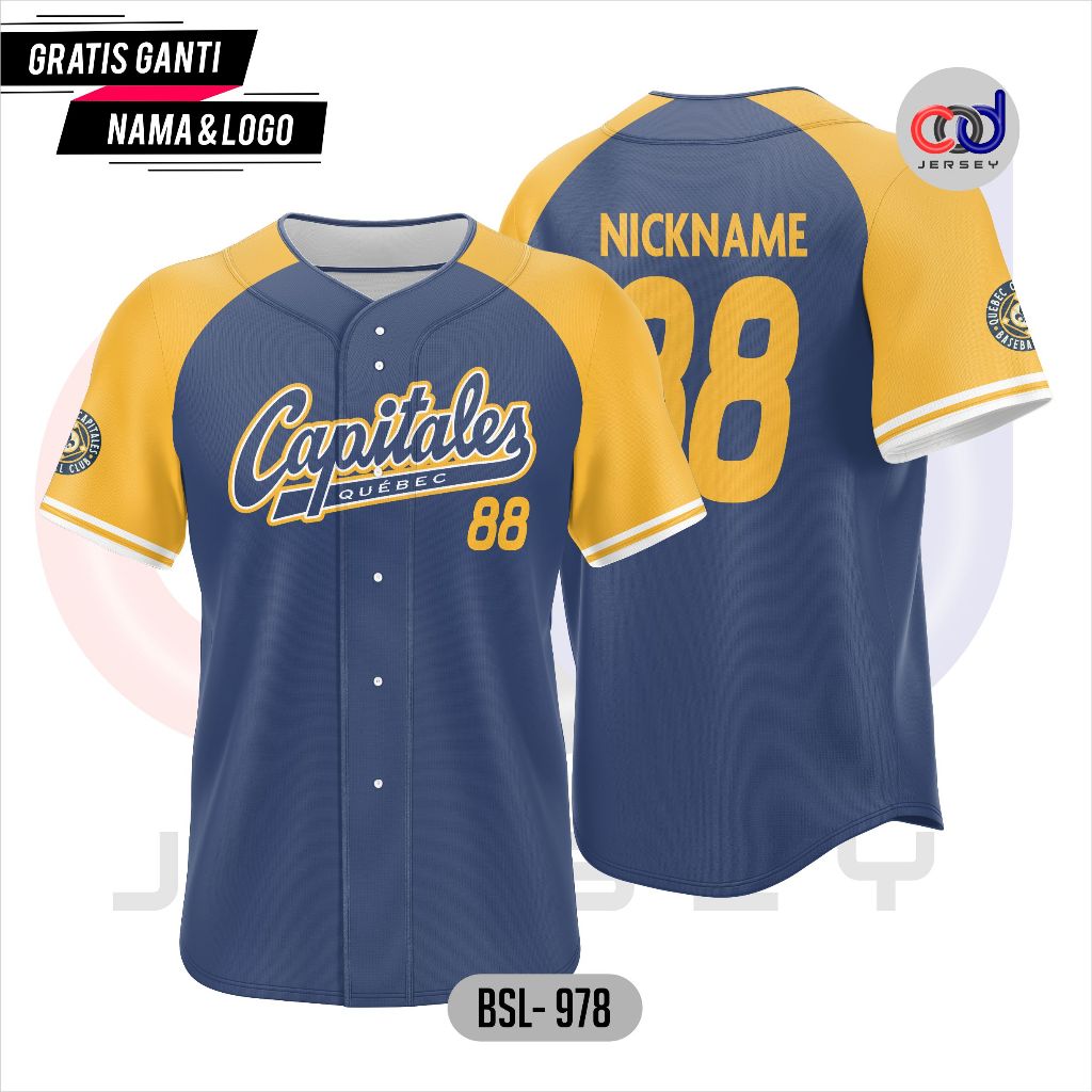 Jual Jersey Baseball/Baju Baseball Team Capitales Quebec Full Printing Dan Sublime Bisa Costum