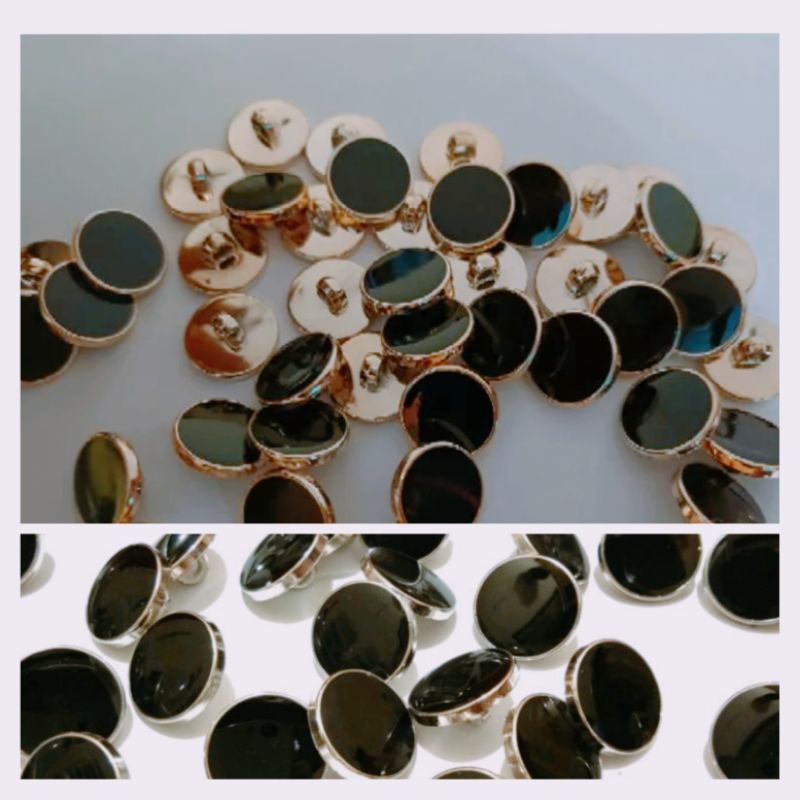 Jual 12 BIJI Kancing Jamur Mewah Motif Marble HITAM / Abstract Klasik ...