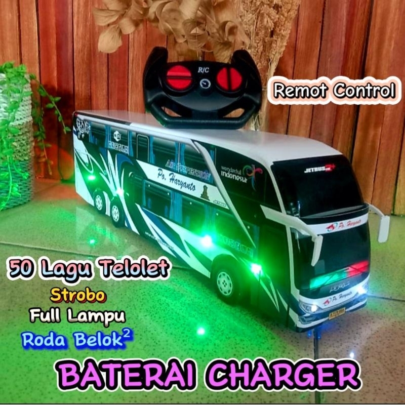 Jual Miniatur bus telolet basuri remot bis mainan haryanto double ...