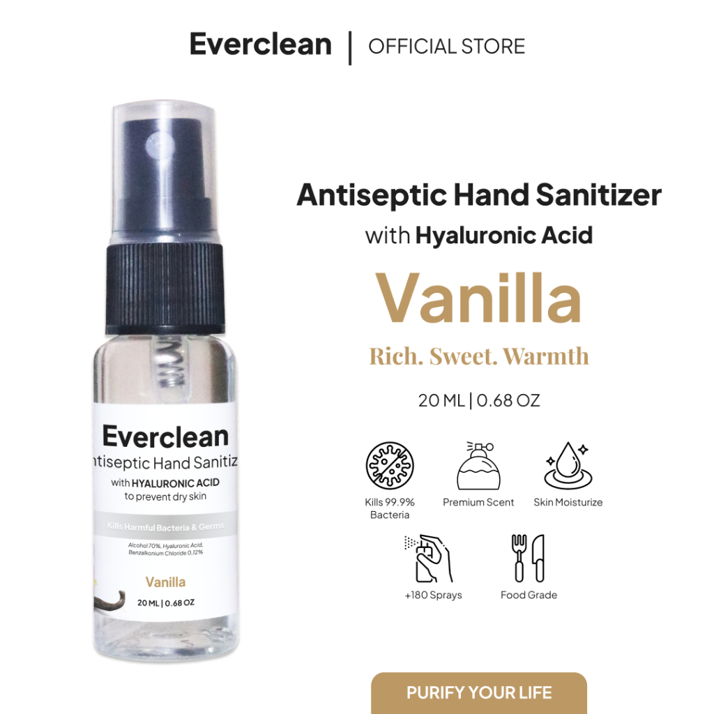 Jual Everclean Hand Sanitizer with Hyaluronic Acid - Vanilla 20ml ...