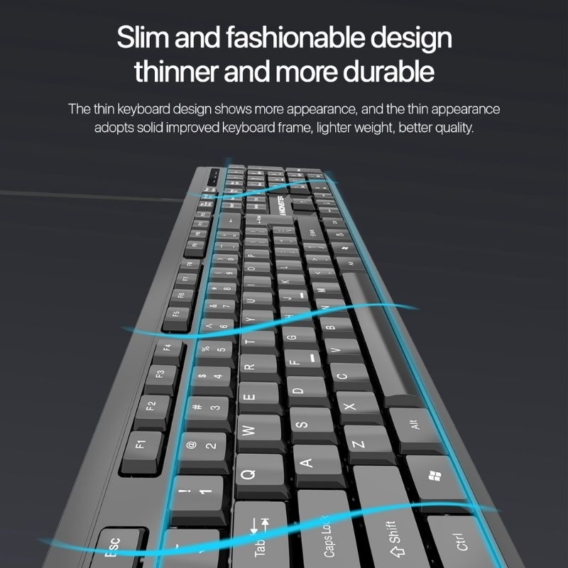 Jual Monster KM1 Office Wired Keyboard Laptop Komputer - Black | Shopee ...