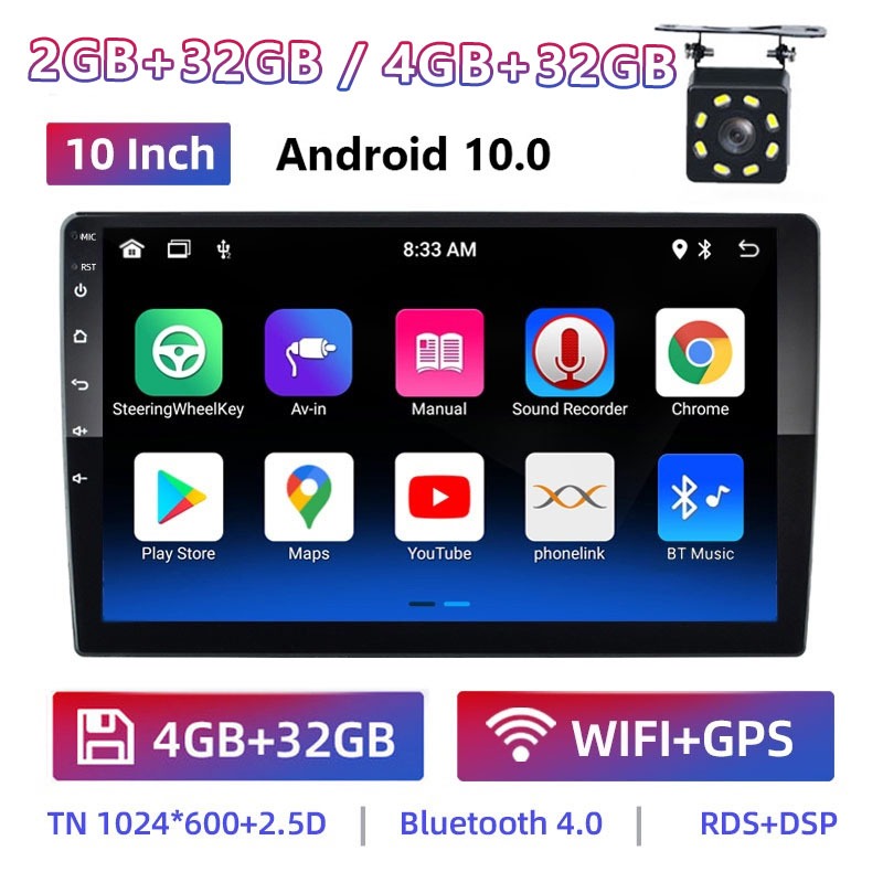 Jual 4GB+32GB/ 2GB+32GB 7/9/10 Inch Android 12 Radio Stereo Mobil 4 ...