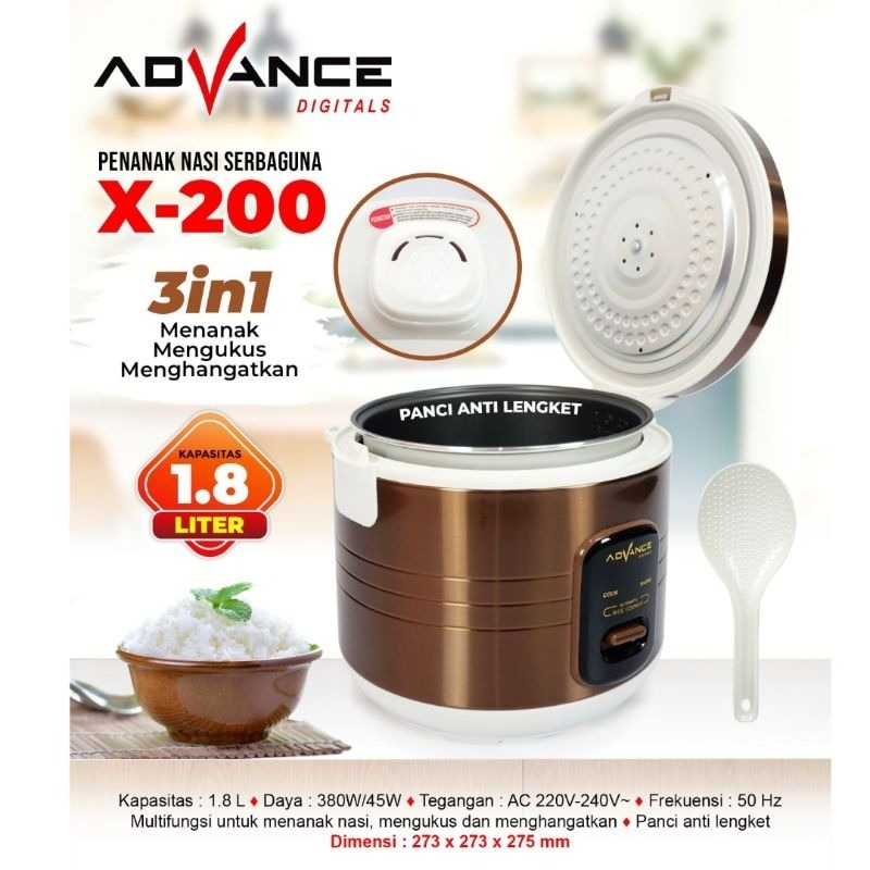 Jual Rice Cooker 3IN1 Advance X200 Penanak Nasi Serbaguna Kapasitas 1 ...