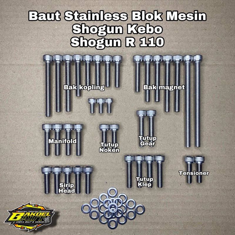 Jual Baut Stainless Blok Mesin SHOGUN R 110/ SHOGUN KEBO Baut L ...