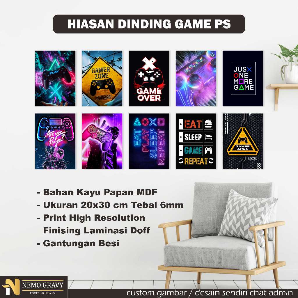 Jual HIASAN DINDING GAME 20x30 cm 6mm poster kayu mdf | Shopee Indonesia