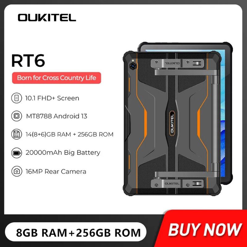 [World Premiere] Oukitel RT2 Rugged Tablet 10.1FHD+ Display 16MP Camera  20000mAh Battery IP68/69K Tablets MediaTek MT8788 Pad