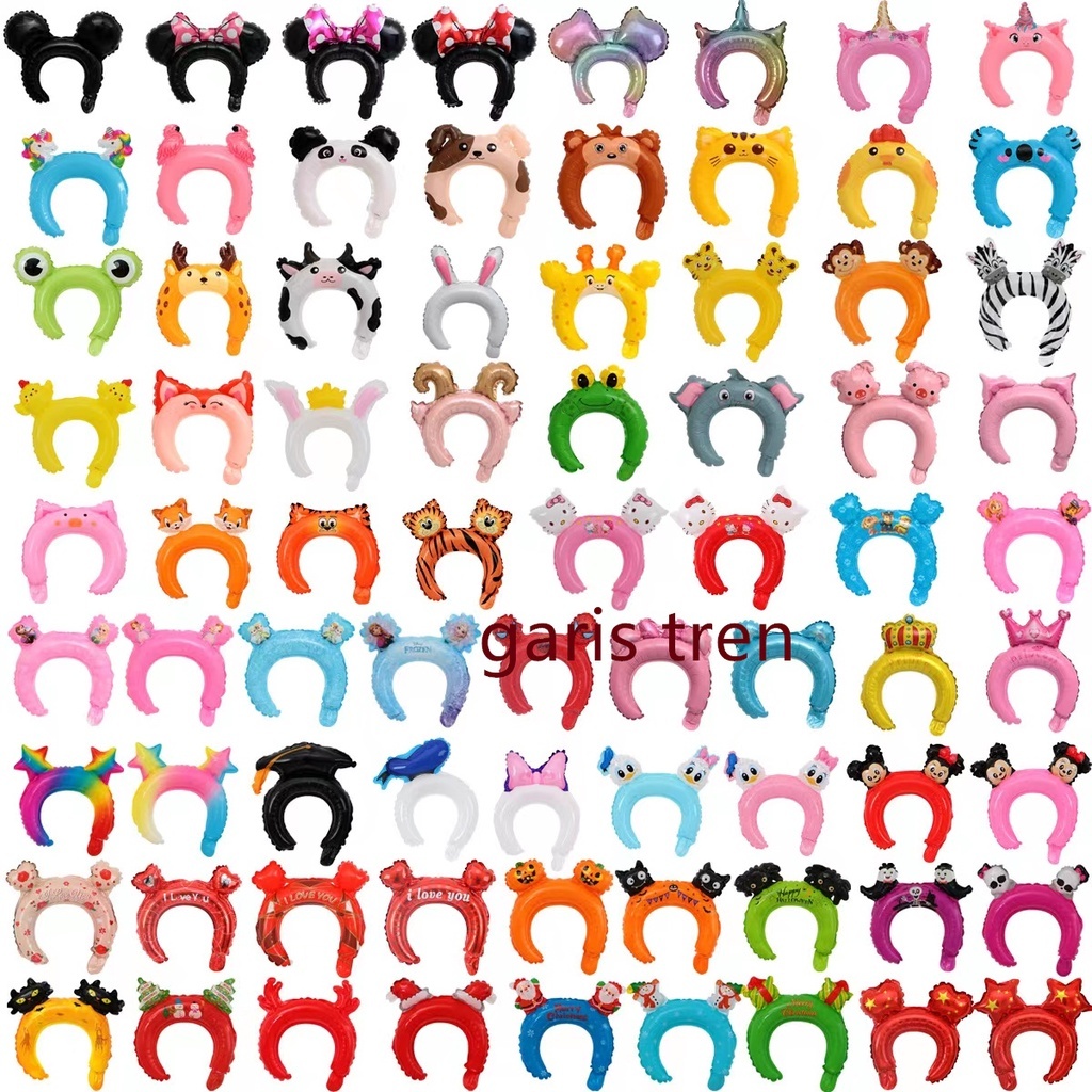 ISI ( 50PCS ) Balon bando karakter binatang / animal head band balon bando ulang tahun anak