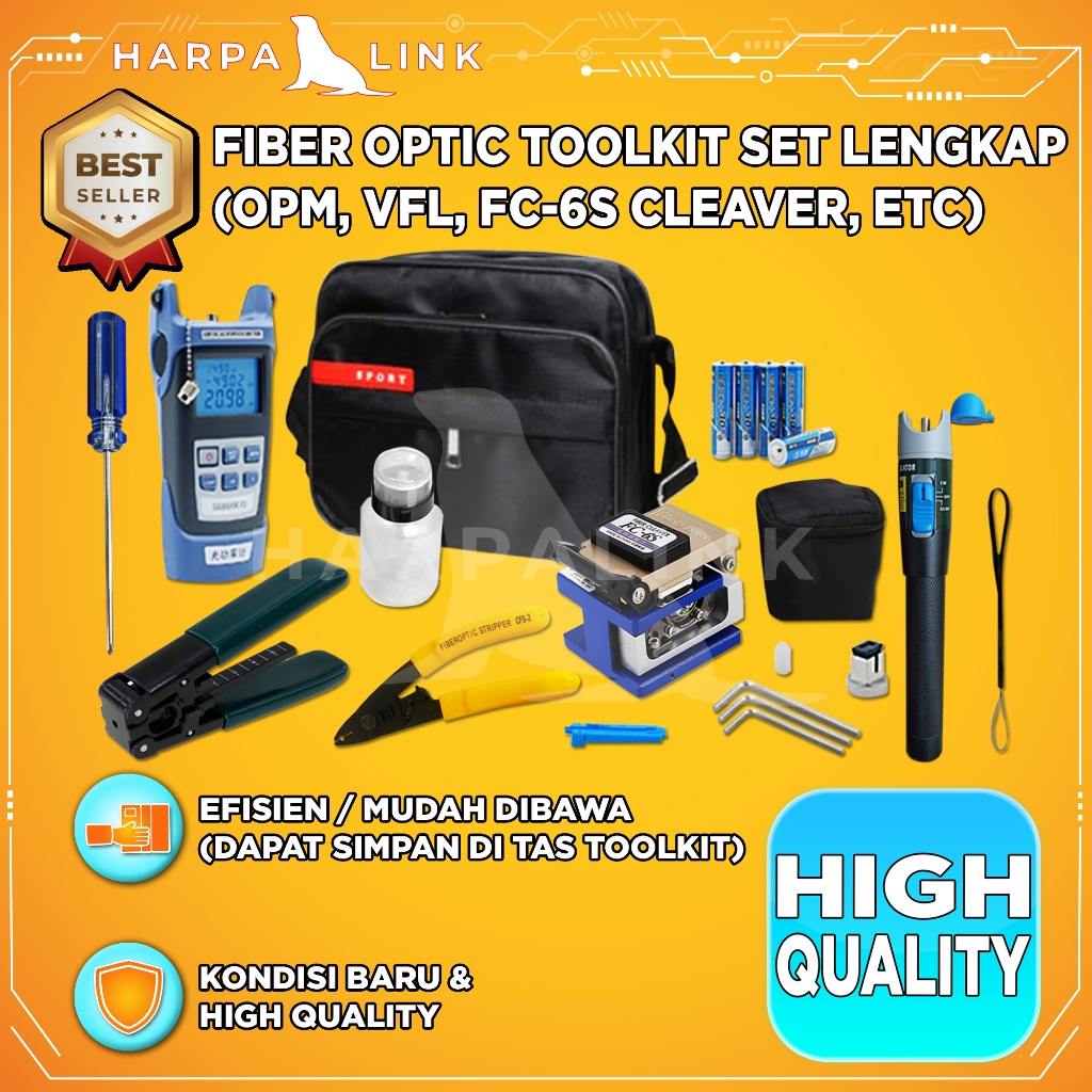 Jual FTTH Fiber Optic Tool Kit Set Fiber Cleaver FC6S OPM VFL Toolkit CATV Lengkap Cleaver FO