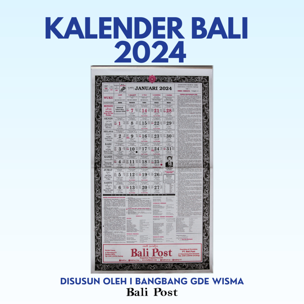 Jual Kalender Bali 2024 - I Bangbang Gde Wisma - Kalender Bali Dinding