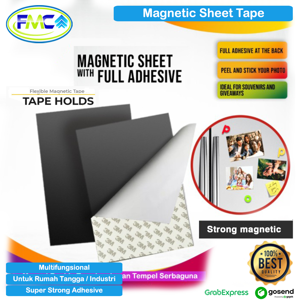 Flexible Magnetic Sheet NEODYMIUM with 3M Self Adhesive 0,7mm x 30cm x  100cm