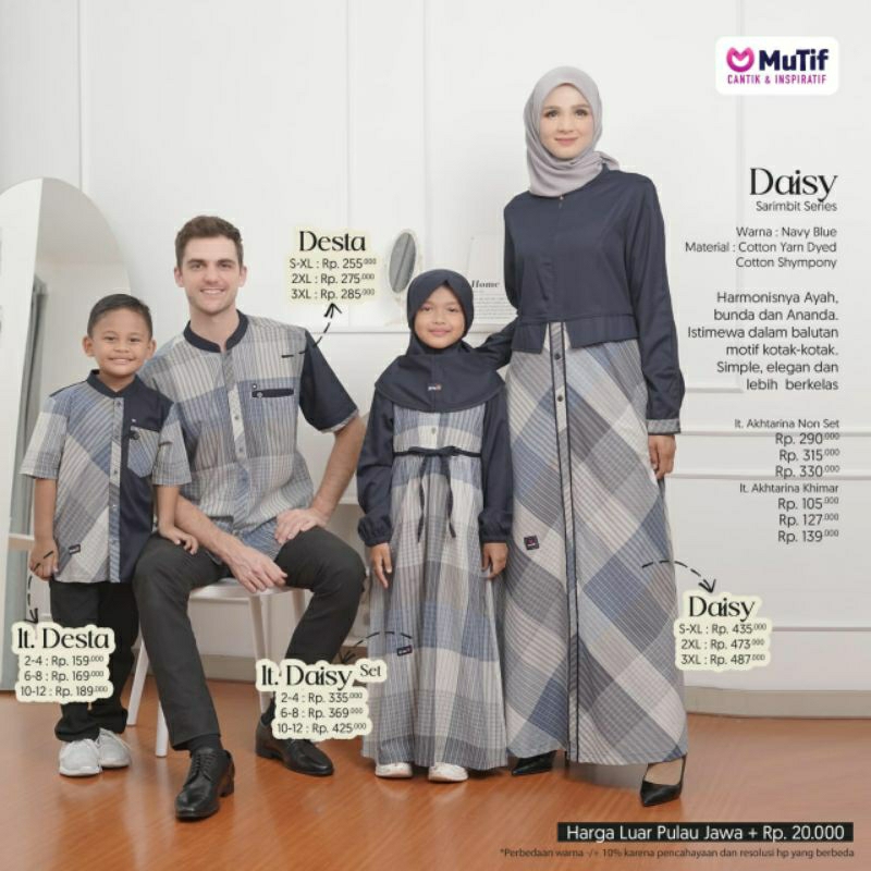 Jual Mutif Sarimbit Daisy Navy Blue Mutif Man Desta Little Daisy Desta Baju Muslim Gamis ...