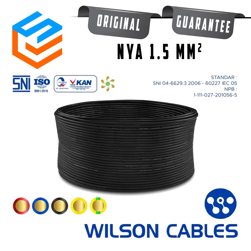 Jual Wilson Cables NYA Roll 1.5 mm2 Kabel Tembaga Kawat - 50 Meter ...