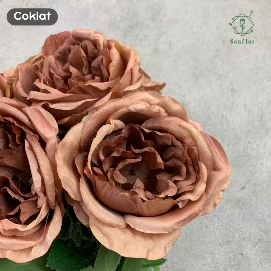 Jual AUSTIN ROSE K9/ BUNGA MAWAR ARTIFICIAL 9 CABANG/ TANAMAN HIAS ...