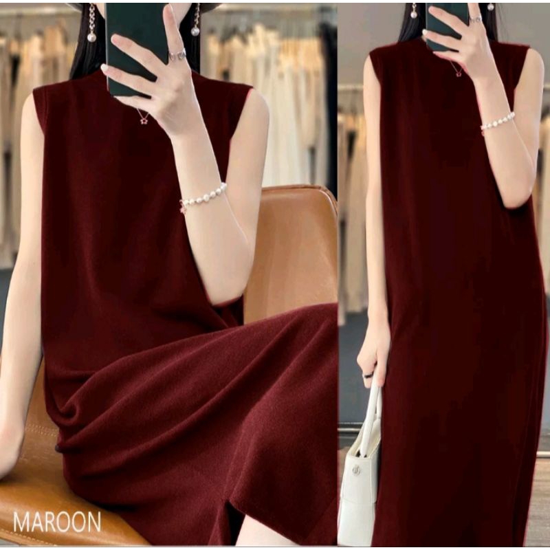 Jual INNER SPAN INSPAN MIDI DRESS BAHAN SCUBA PREMIUM BAJU DRESS TANPA  LENGAN | Shopee Indonesia