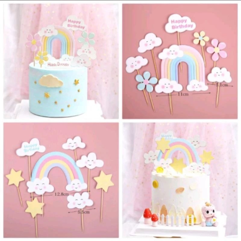 Jual Topper Rainbow FLOWER / Dekorasi Cake Bunga dan Pelangi Bahan ...