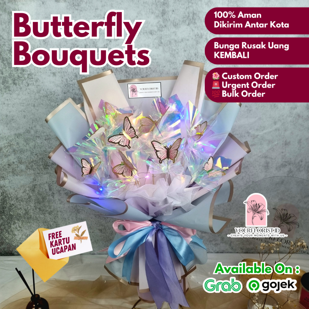 Jual Butterfly Bouquets Buket Kupu Kupu Viral Pakai Led Cocok Untuk Hadiah Ulang Tahun Wisuda