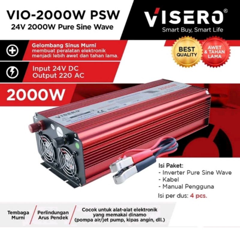 Jual Power Inverter PSW 2000W 24v Pure Sine Wave Visero VIO-2000W PSW