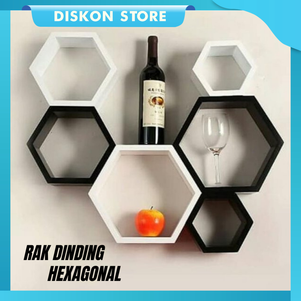 Jual Rak Kayu Tempel Hexagonal Rak Kayu Segi Enam Tempel Unik Rak Dinding Hexagonal Segi 0015